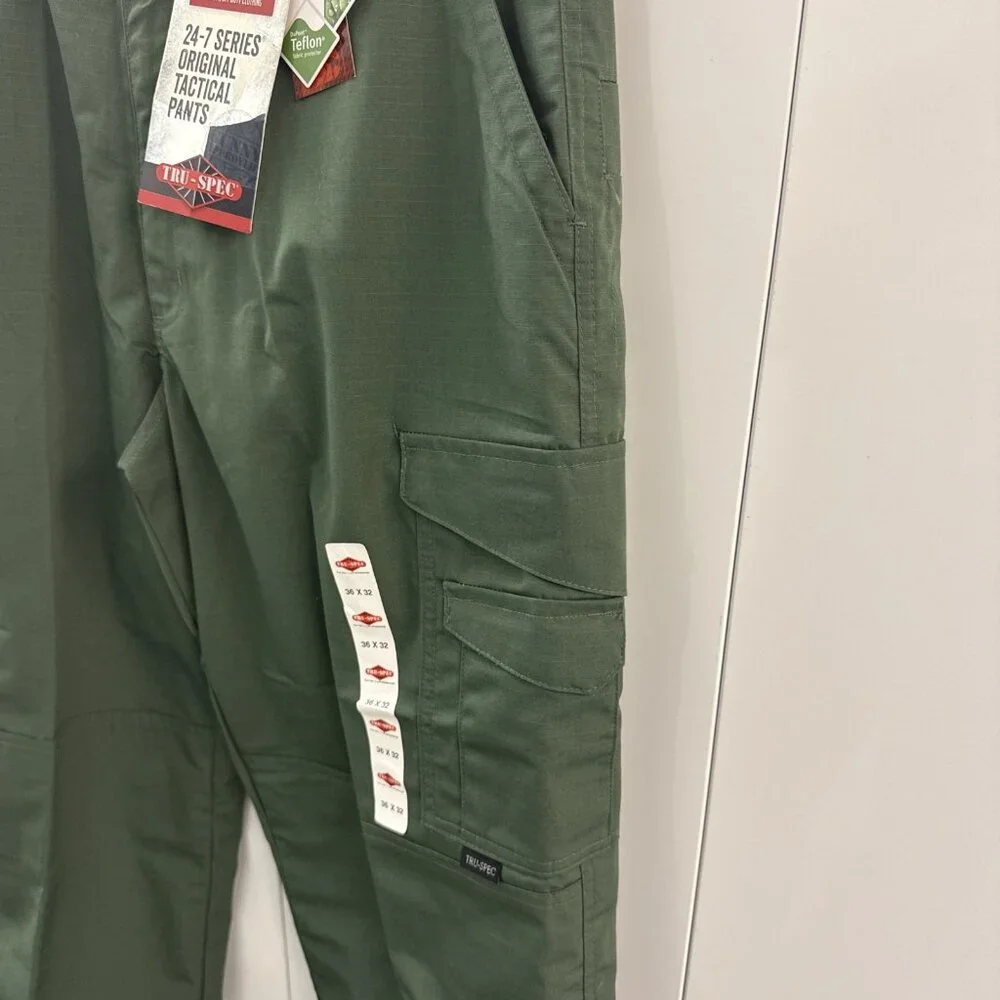 TRU-SPEC Pants Mens 36x32‎ Green 24-7 Series Tactical Cargo Teflon Ripstop NWT